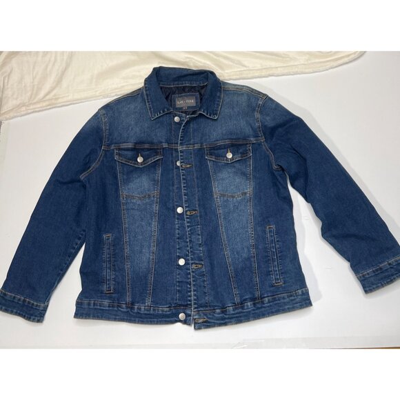 Slate & Stone Trucker Jacket Mens XLarge Distressed Denim Quilted Lined Buttons - Picture 1 of 10